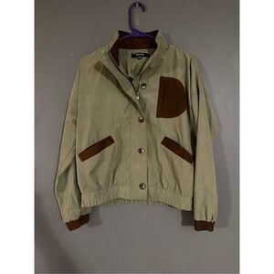 Mine Corduroy Patched Windbreaker Bomber Jacket Size Medium